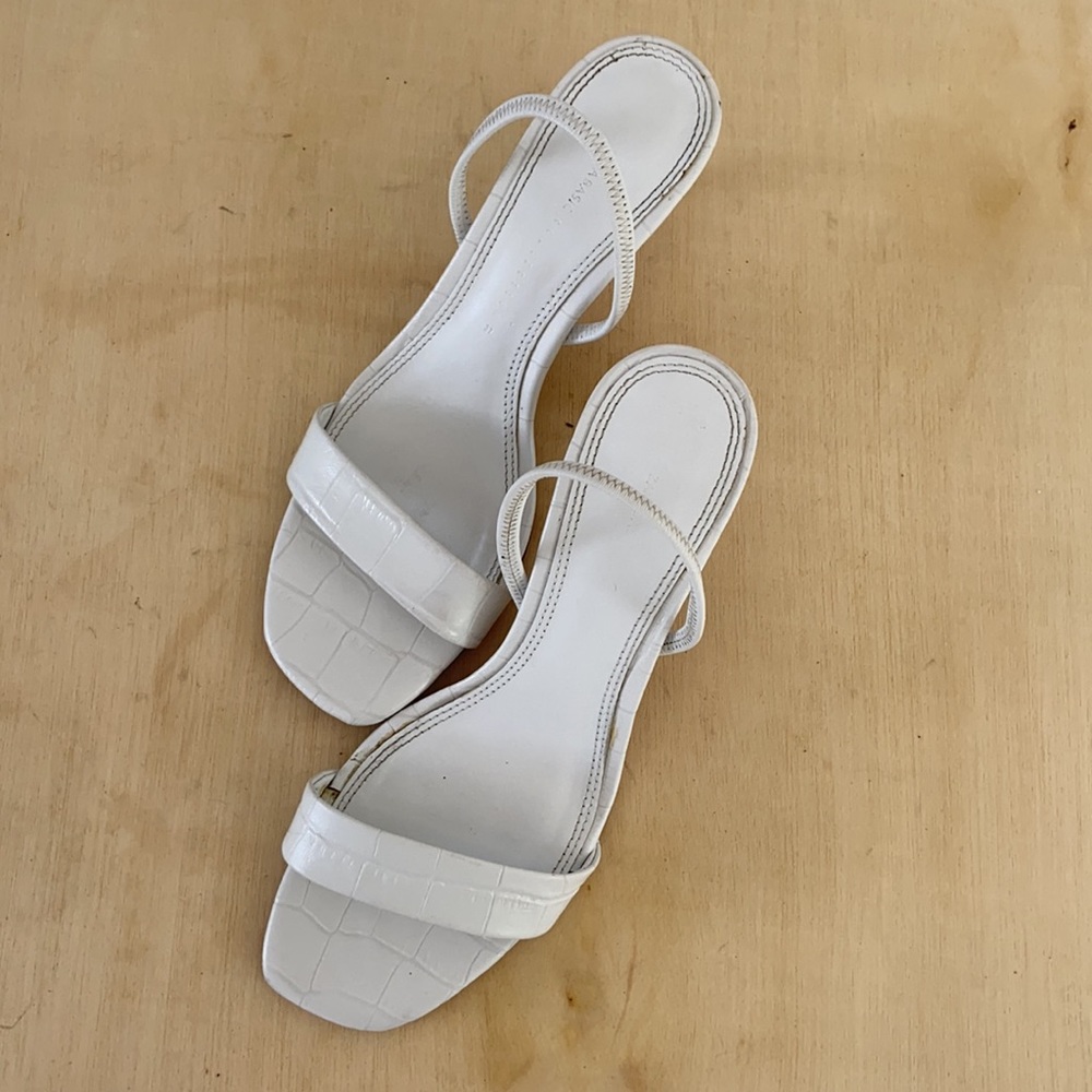 Zara heeled leather sandals in white